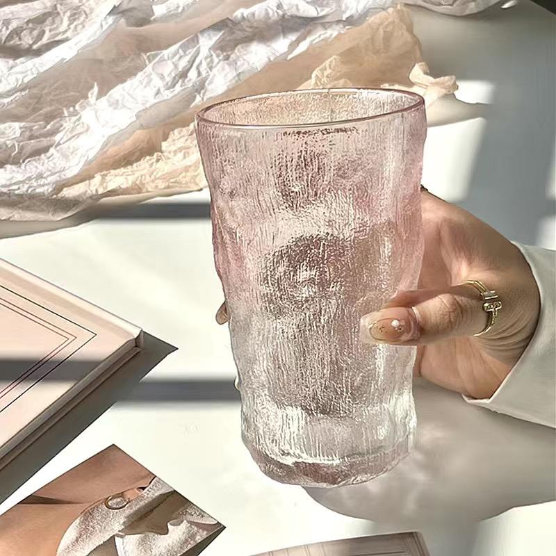 285ml/380ml Cocktail Glass Home Juice Tea Beverage Mugs Pink Glacier Cup Trendy Personalized Wine Glasses Lemon Soda Water Cup
