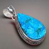 Tibetischer Türkis Edelstein Handgefertigt 925 Sterlingsilber Schmuck Anhänger 2.17" AH-862