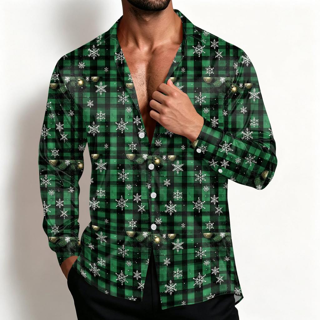 Men's Casual Shirt Jacket Loose Fit with Lapel Collar Breathable for Spring Christmas