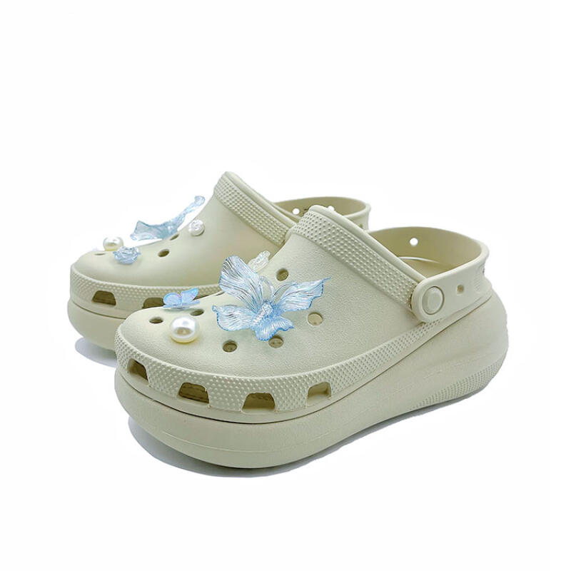 Crocs Crush Clog Cheese Butterfly Beach Leisure Travel Niche Cute EVA Hole Shoes Unisex White