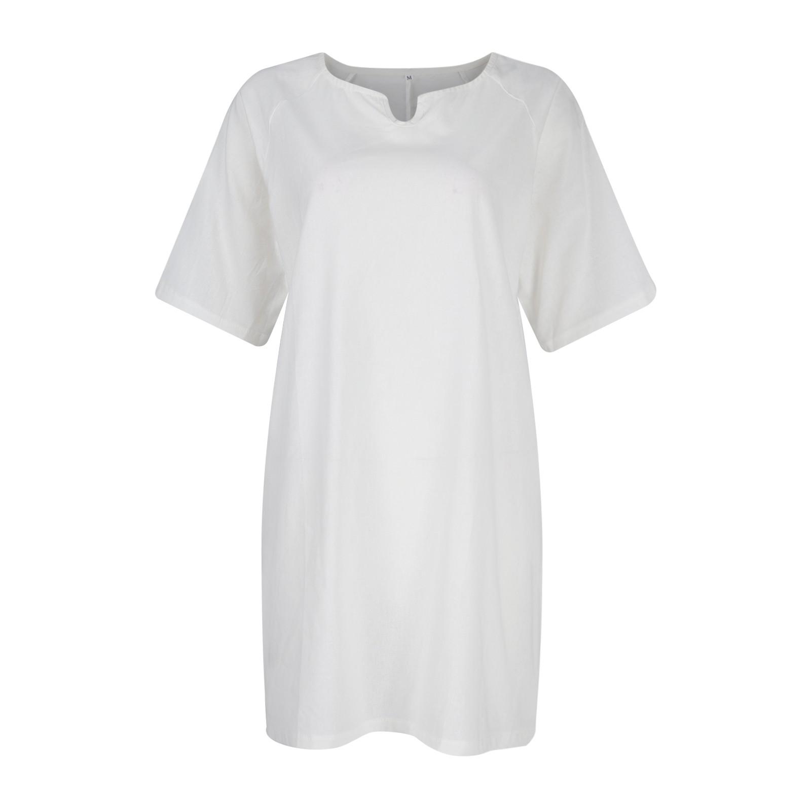 

Женские модные однотонные повседневные свободные платья с V-образным вырезом XL белый