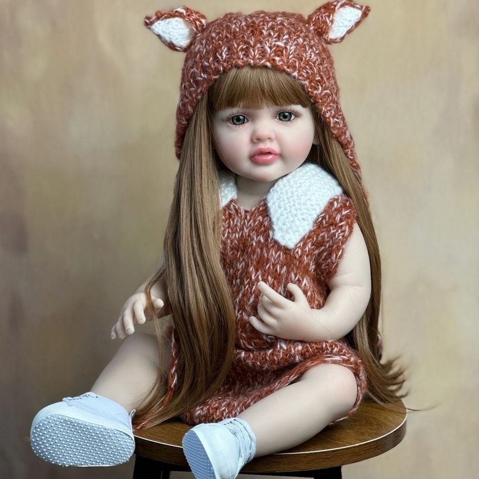 BZDOLL Lifelike Reborn Baby 55cm 22inch Girl Newborn Doll with Full Soft Vinyl Body Princess Toddler Bebe Birthday Gift