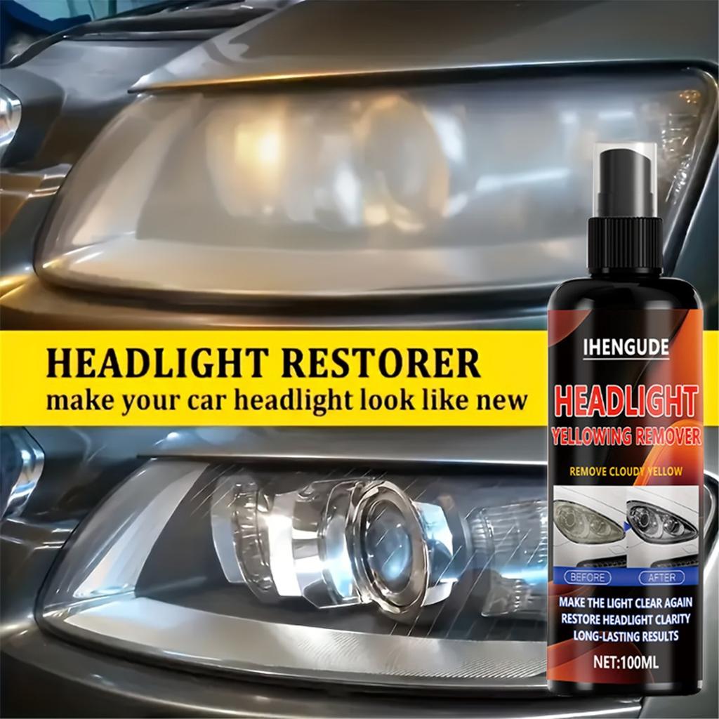Professional Car Headlight Restorer Fluid – Removes Scratches, Fog & Yellowing, Restores Brightness & Clarity for Front/Rear Lights