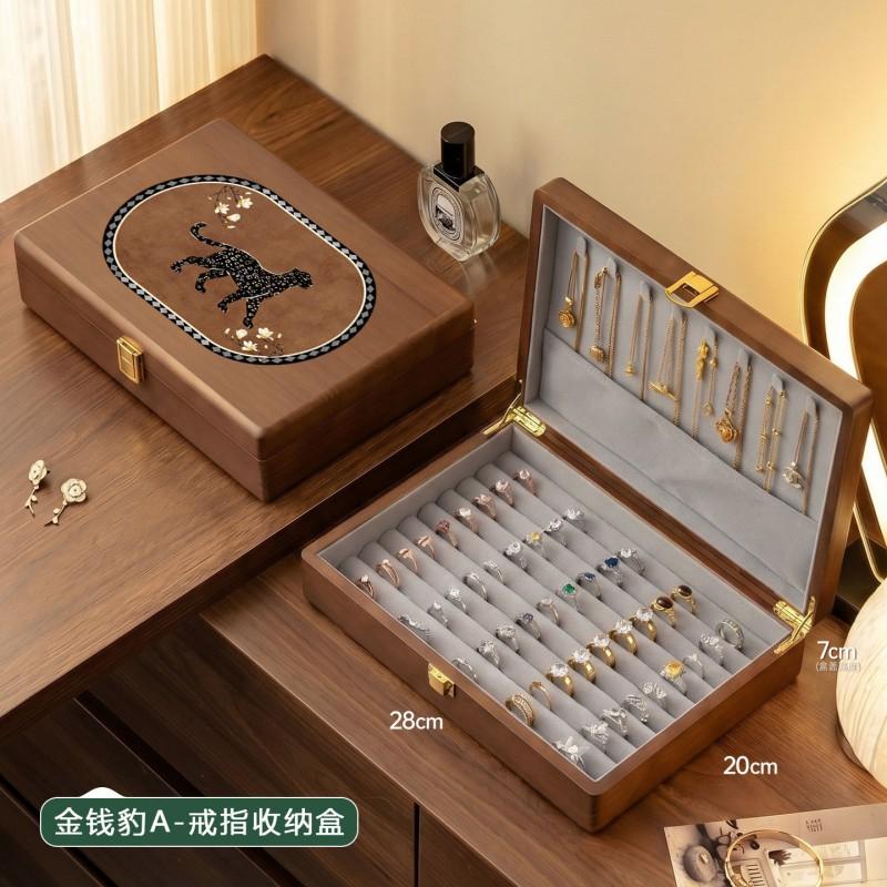 Solid Wood Jewelry Box Vintage Style Organizer Earrings Rings Necklaces Bracelets