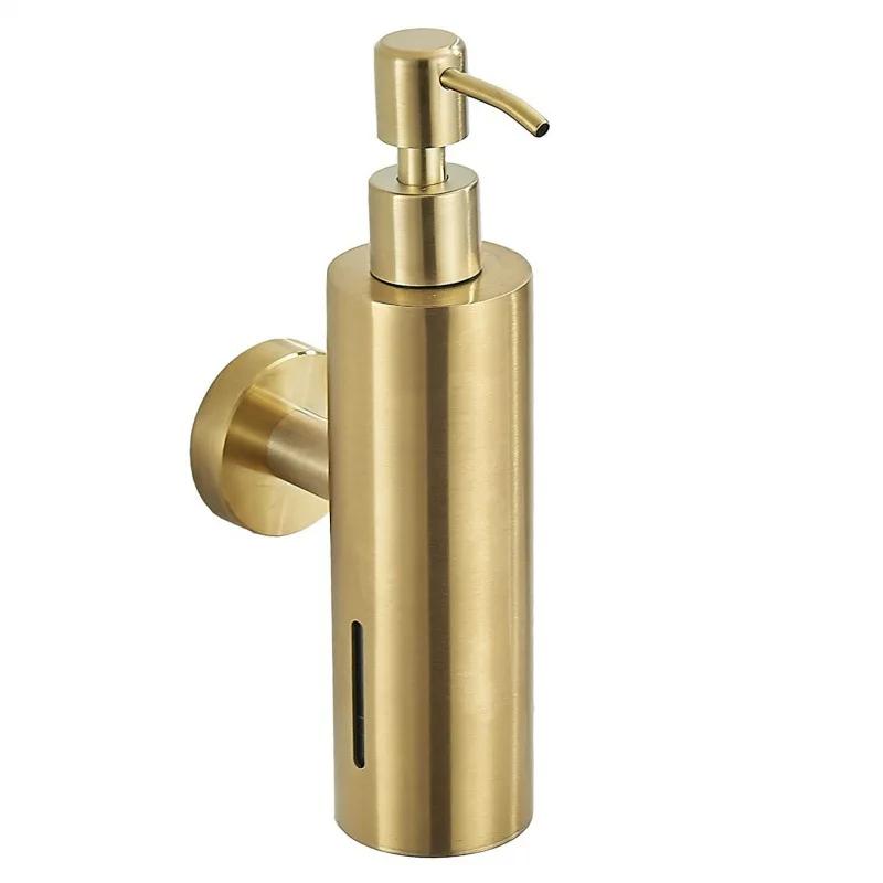 Wall Mounted Soap Dispenser 304 Stainless Steel Brushed Gold Manual Soap Dispenser Hotel Bathroom Liquid Soaps Dispensers