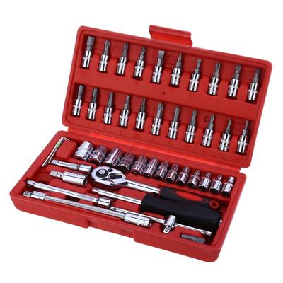46pcs 1/4-Inch Socket Set Car Repair Tool Ratchet Set Torque Wrench Combination Bit Chrome Vanadium