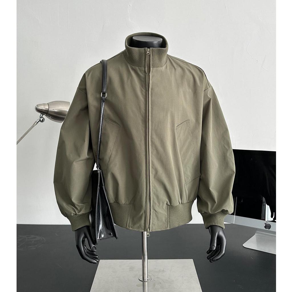 American Retro Men's Oversized Pilot Jacket - Trendy Spring/Autumn Stand Collar Baseball Style