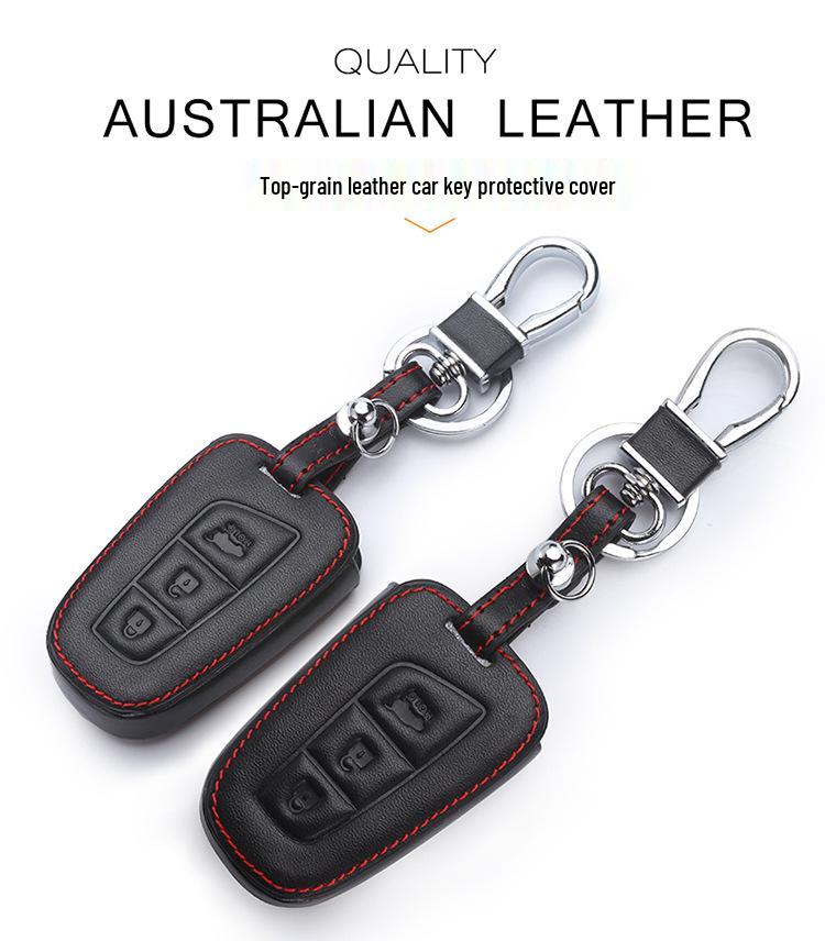 Hyundai IX35/45 New Santa Fe Genuine Leather Key Fob Cover - 3/4-Button Protection