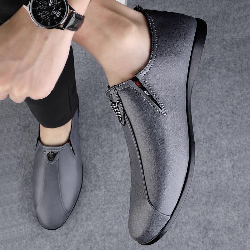 

Мужская обувь 2025 лето новая мужская легкая роскошь повседневная работа простая педаль мягкая и удобная повседневная кожаная обувь тренд 46 серый