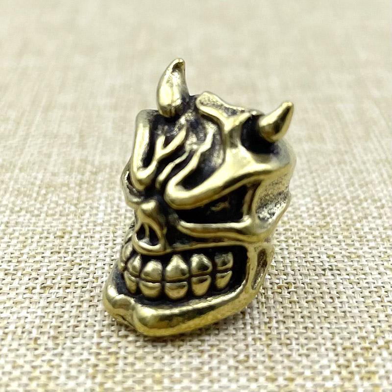 Brass Devil Skull Head Knife Beads Edc Outdoor Flashlight Woven Lanyard Charms Punk Diy Paracord Bracelets Pendants Accessories