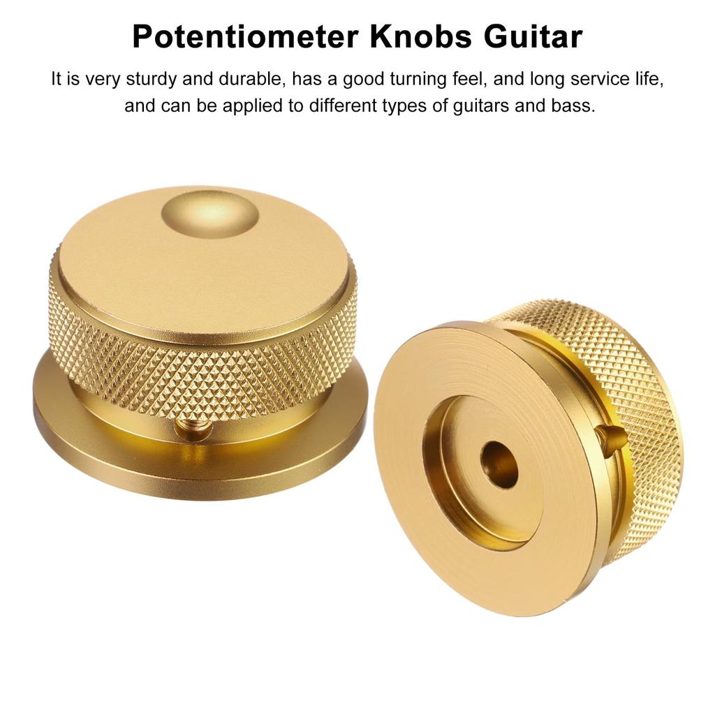 uxcell Aluminum Potentiometer Knob x Universal Top Hat Knob Volume Tone Control Knob Set with Screws for Guitar Bass Gold 1/4" 1.5"