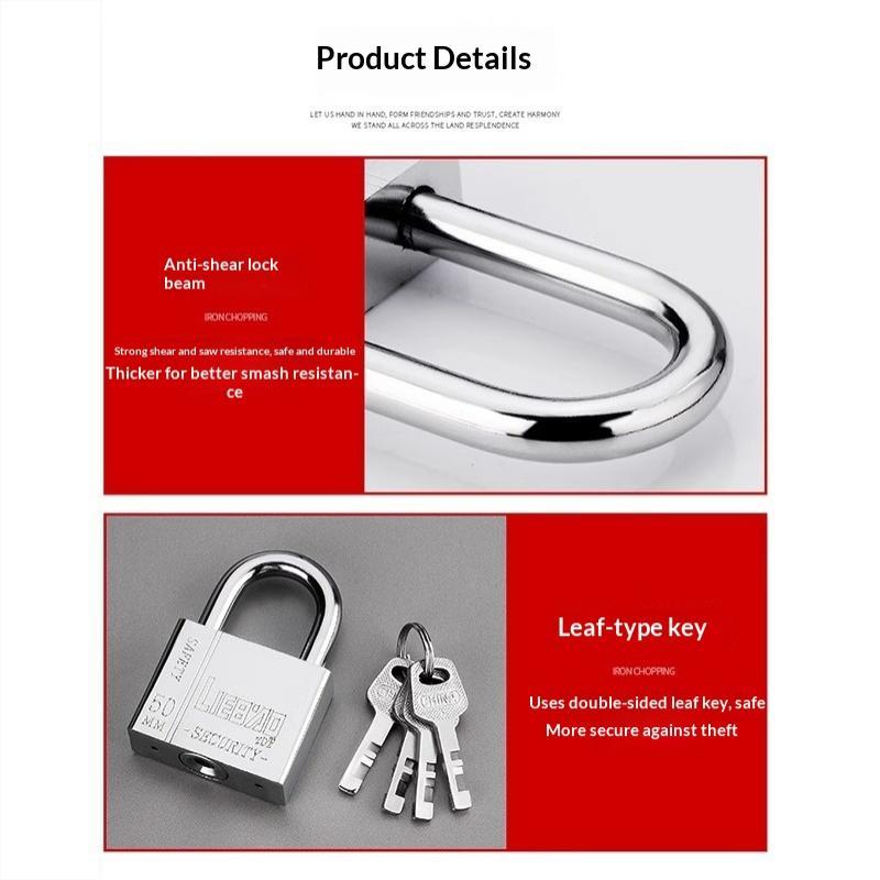 1 Pcs High Security Stainless Steel Keyed Alike Padlocks Cut Resistant Shackle For Gates Lockers Warehouse