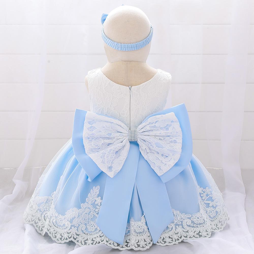 Infant Girls' First Birthday Lace Princess Dress with Bow