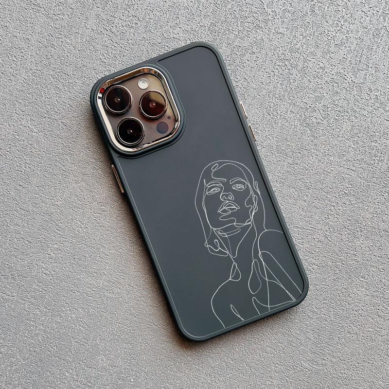 Abstract Geometric Art Line Face Silicone Phone Case for IPhone 16 13 12 11 Pro Max 15 14 Pro Max Plus 7 8 X XS XR Back Coque