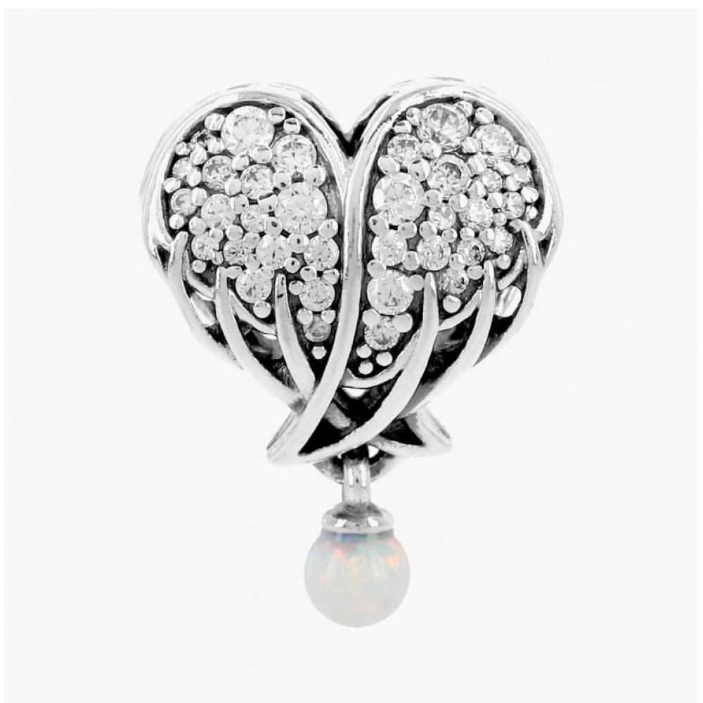 Pandora Sparkling Angel Wings   Heart Silver Charm 792980c01