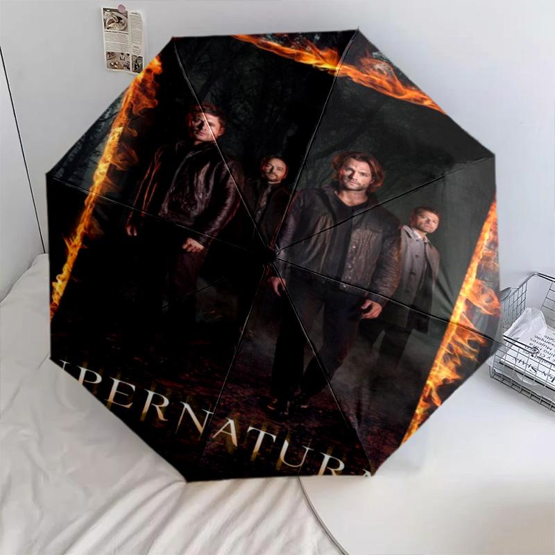 Supernatural: Shadows Flames Folding Umbrella Portable Travel Gift Umbrella Three Folds