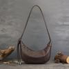 Johnature Genuine Leather Moon Bag Casual Solid Color Commuting Large Capacity Soft Cowhide Women's Shoulder Bags