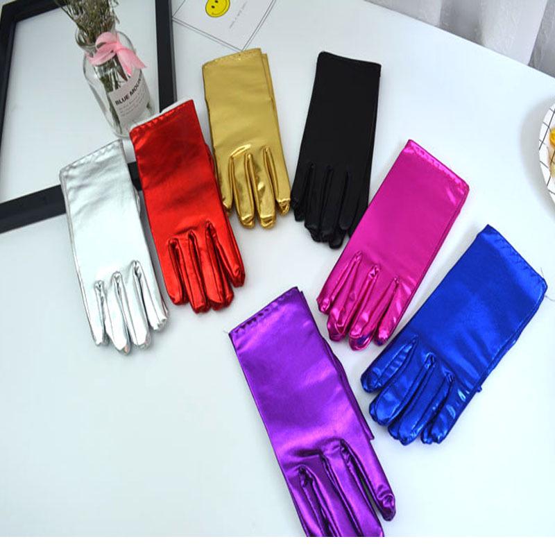 Adult Women's Summer Performance Gloves - Gold Fluorescent Thin Spandex Gloves for Dance, Stage, or Parties.