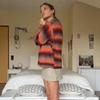 Winter Womens Vintage Relaxed Loose Fit Gradient Stripe Knit Sweater
