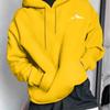 Men's Autumn and Winter Casual Fashion Loose Mountain Graphic Print Long Sleeved Hooded Sweatshirt Warm Pullover