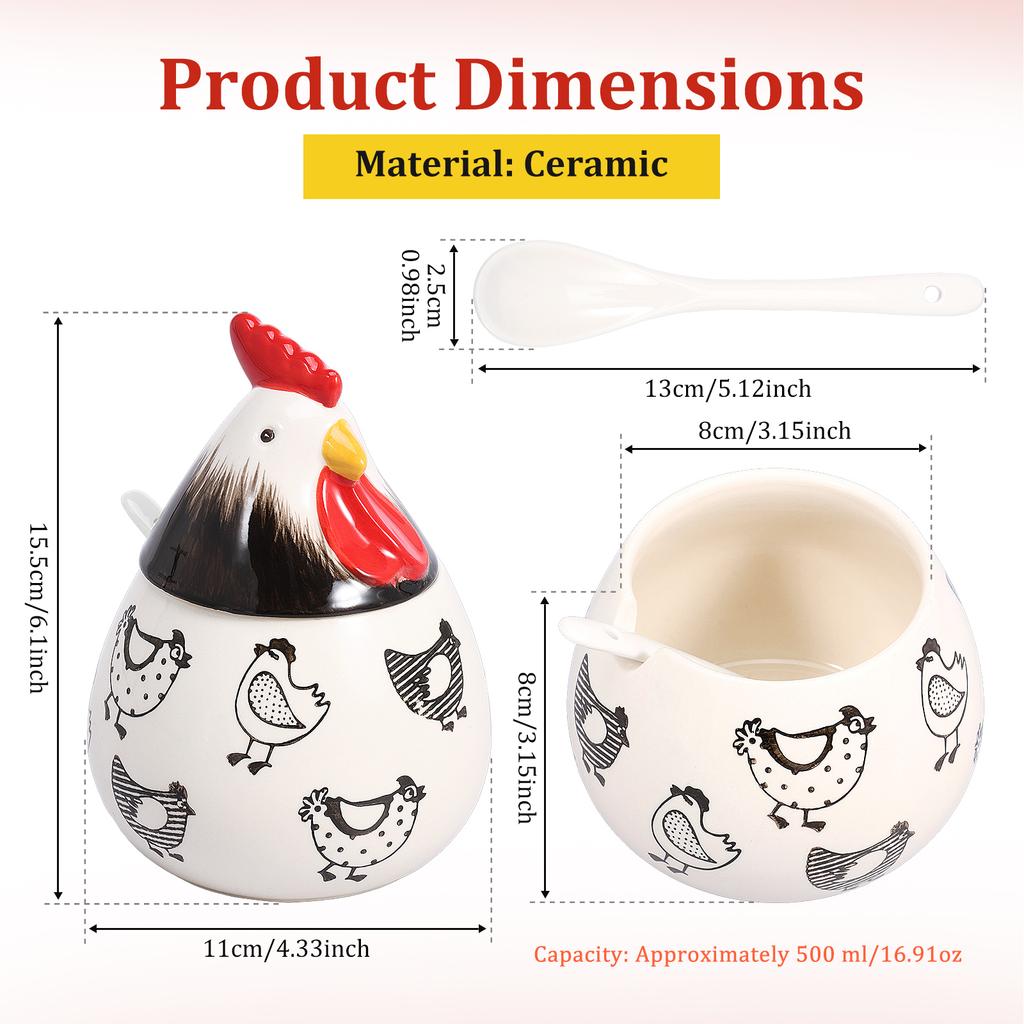 Salt Seasoning Jars Pepper Jar Ceramic Condiment Box Storage Pot Rooster Shape Spice Container Sugar Coffee Function Multi Bowls