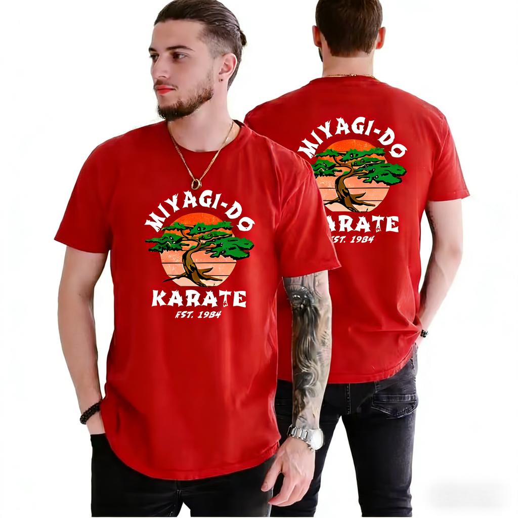 Classic Anime Tshirt for Men Cobra Kai Miyagi Do Summer Mens Fashionable and Comfortable Pullover Hip Hop Street Mens Clothing