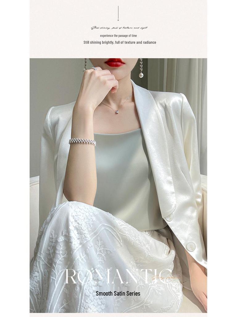 Spring-Summer Silk Satin One-Shoulder Slim Fit Camisole for Women