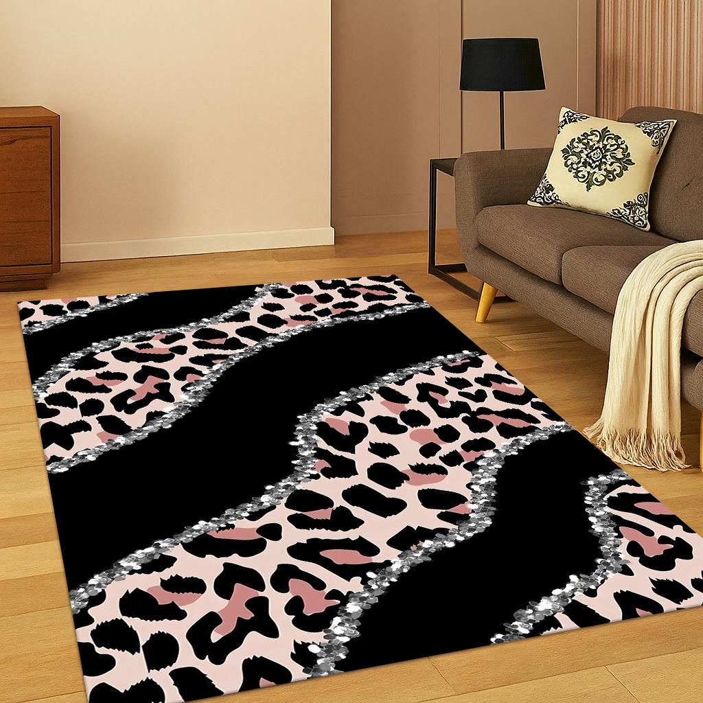 3D Zebra Stripe Leopard Print Tiger Stripe Carpet Rug for Playroom Bedroom Living Room Sofa Doormat Decor, Kid Game Non-slip Mat