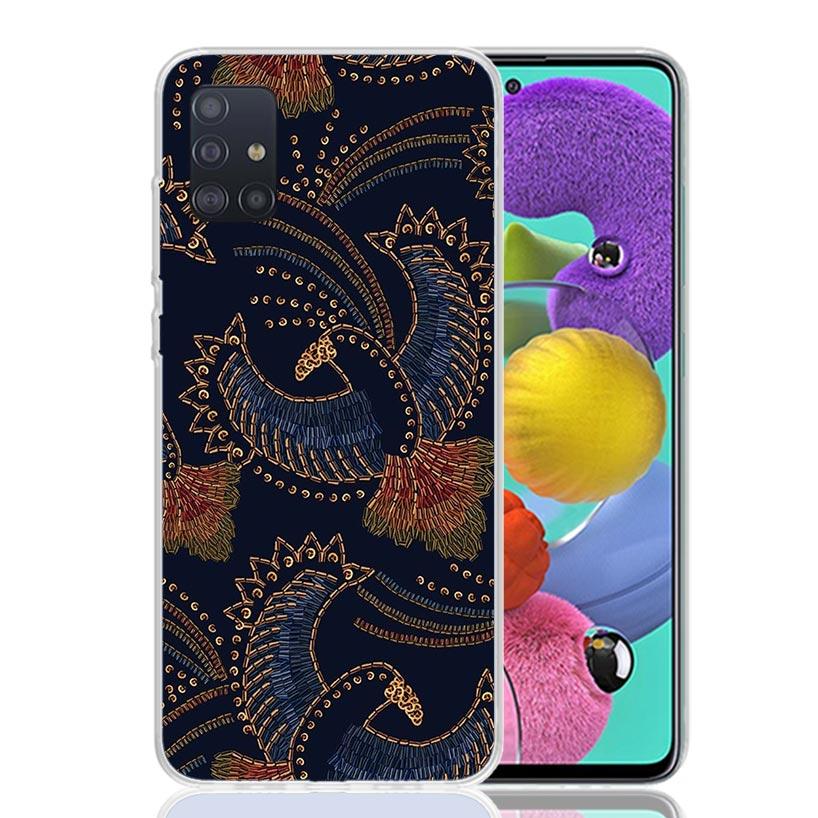 African Style Fabric Pattern Phone Case For Samsung Galaxy A52 A32 A22 A12 A02S A50S A30S A51 A31 AA71 Note 20 Ultra 10 S10 Plus