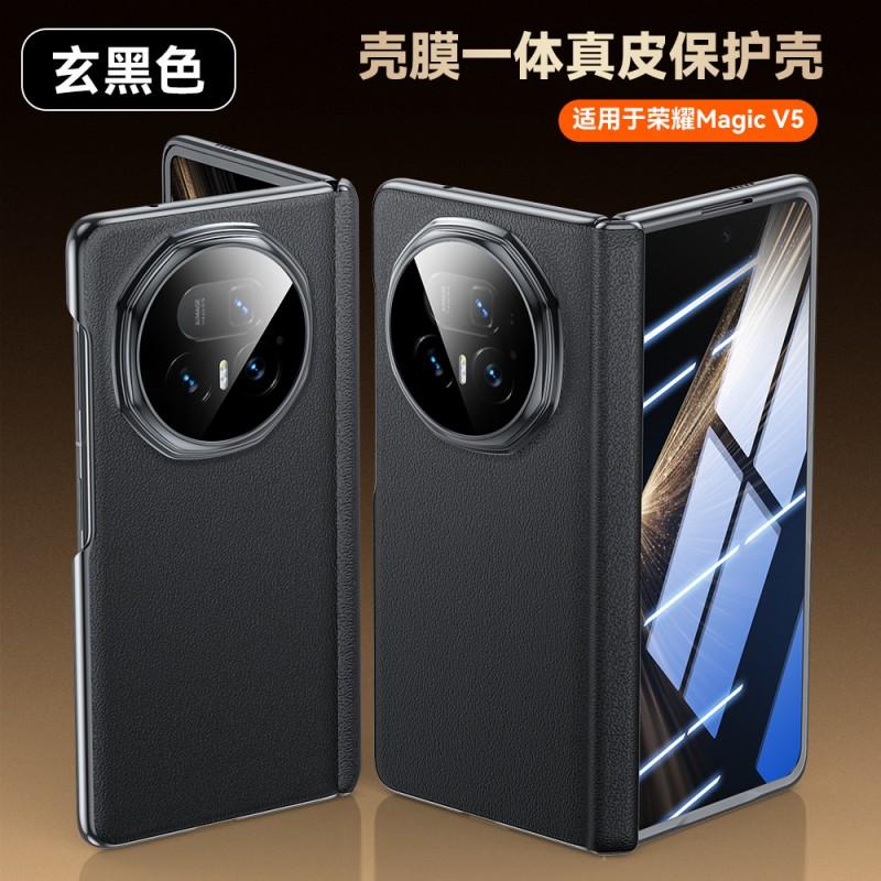 Premium Genuine Leather Full-Body Case Honor Magic V5 With Magnetic Lens Protection Kickstand