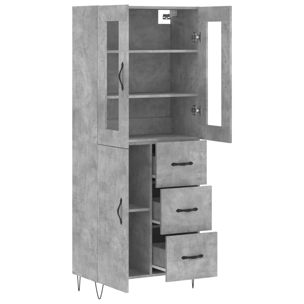 Highboard Concrete Grey 69.5 x 34 x 180 cm Engineered Wood