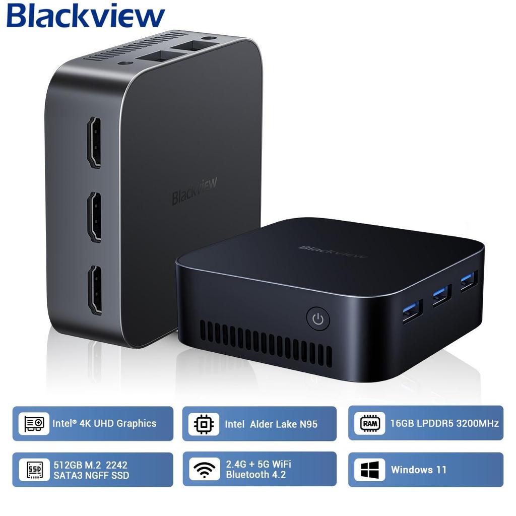 Blackview MP80 Windows 11 Pro Intel 12th Gen N95 Mini PC DDR4 16GB 512GB SSD Computer pentru jocuri desktop