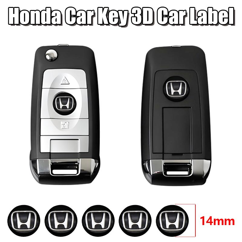 2/4/10Pcs 14mm Car Remote Key Aluminum Logo Sticker For Honda CITY CIVIC Mugen Pilot Type R Type S Insight RR Si Keychain shape SM1