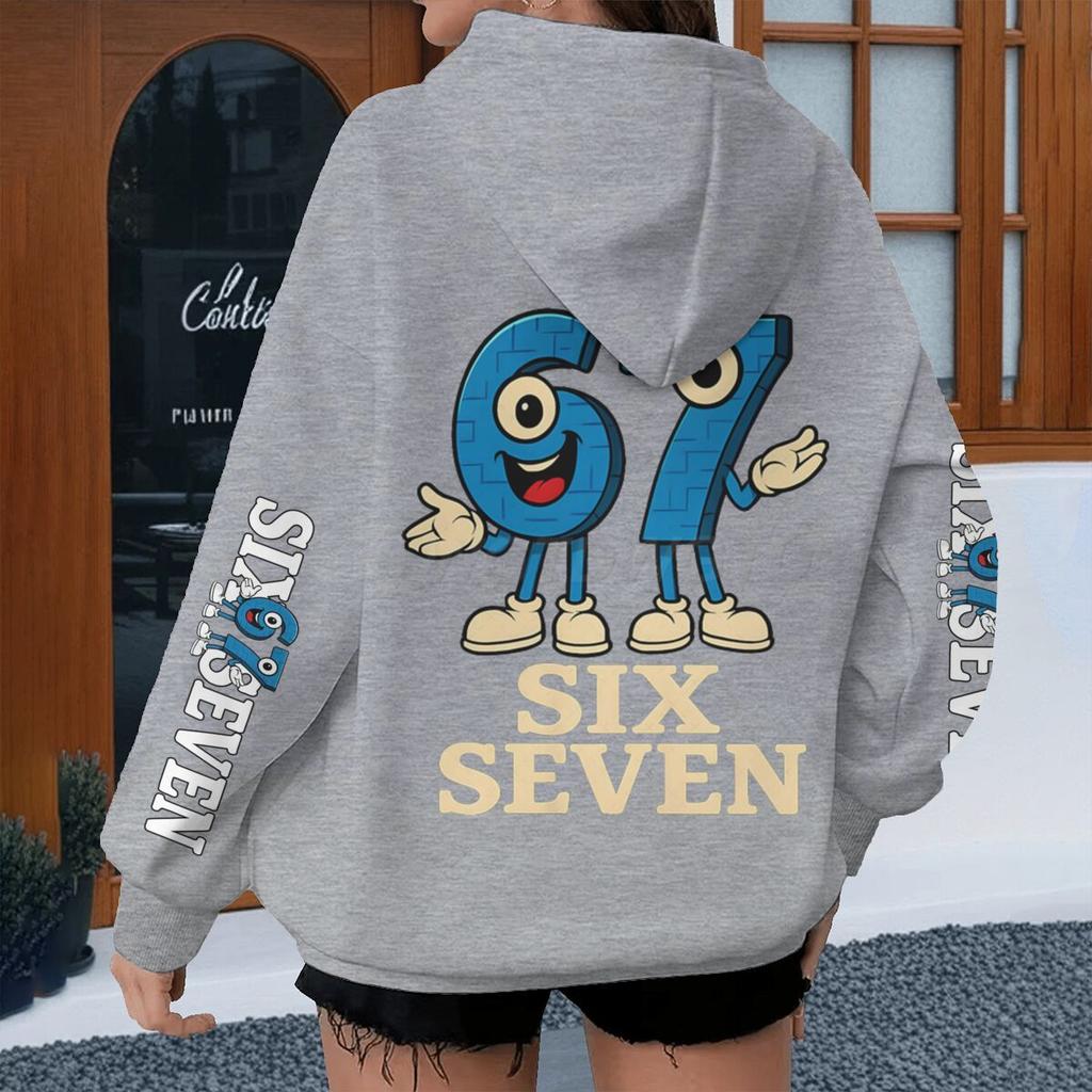 Men Women Meme Six Seven Hoodies Vintage Long Sleeve 67 Theme Streetwear Loose Six Seven Fun Couple Hoodie