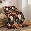 Highland Cow Floral Print Blanket bedroom Blanket for Livingroom Couch lunch break Soft throw for Friend's festival Gift