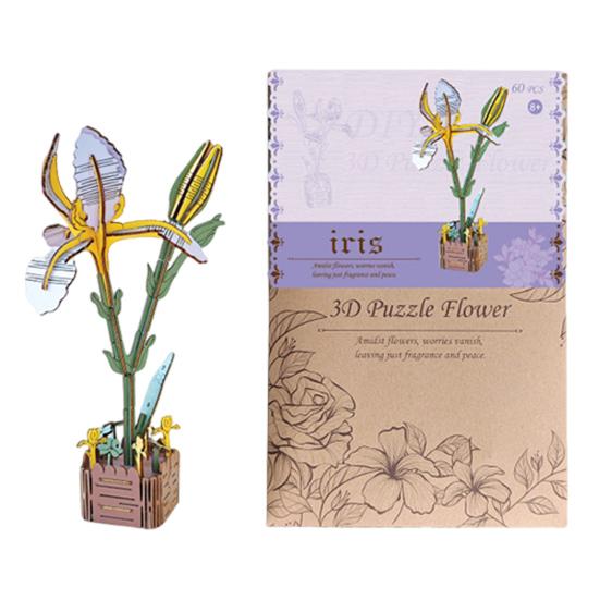 3D Wooden Flower Puzzle Kit for Adults DIY Botanical Bouquet Building Set Wood Sunflower/Rose Floral Craft Kit for Stress Relief Housewarming Gifts