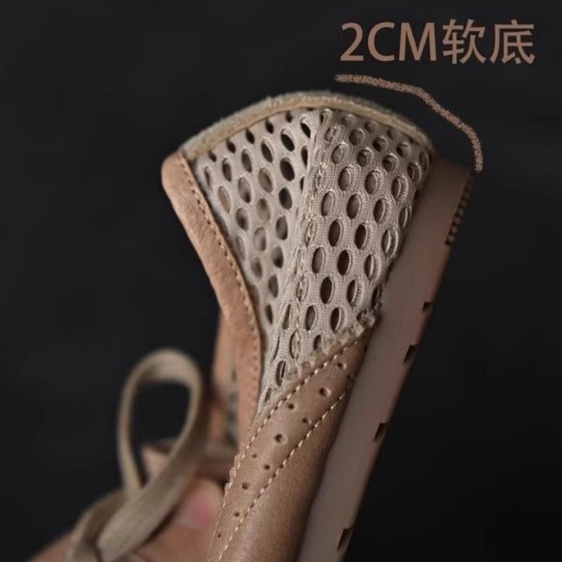 Cowhide version breathable mesh mesh casual shoes women's flat shoes new summer comfortable women