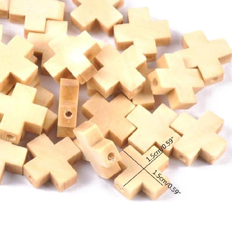 50Pcs Christians Hanging Dangle Pendant Jewelry Crosses Shape Wood Pendants Small Crosses Charm Jewelry Making Supplies