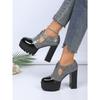 New Plus Size Color Block Pumps - Women’s Chunky Heel Deep V-cut Office Dress Shoes