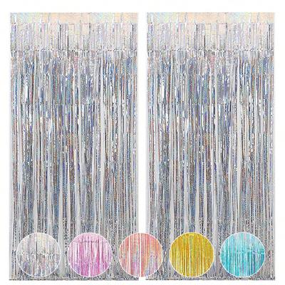 2Pcs 2m Tinsel Curtain Boy Girl Birthday Wedding New Year Party Decoration Tassel Background Graduation Independence Day
