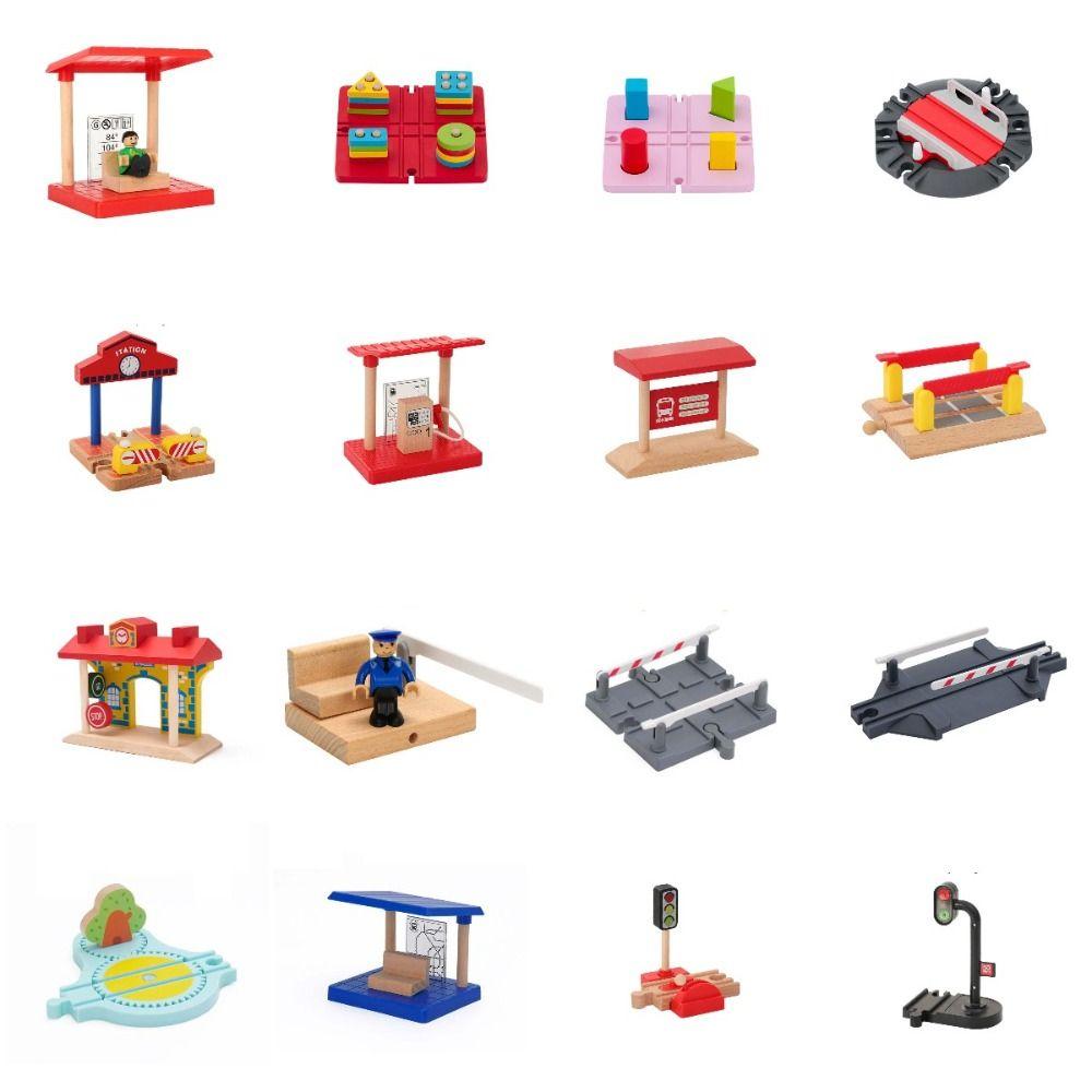 Building Blocks Connection Wooden Railway Track Set Train Rail Track Set Children Gifts