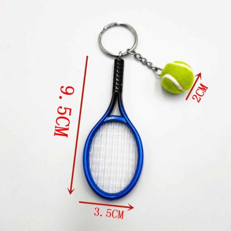 Simulation Mini Tennis Racket Ball Keychain Pendant Portable Tennis Shaped Bag Key Ring Accessories Gift