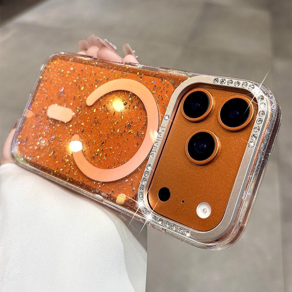 

for Magsafe Diamond Glitter Case for iPhone 17 16 15 14 Pro Max Plus 12 13 Air Bling Gradient Transparent Acrylic Cover iPhone 13