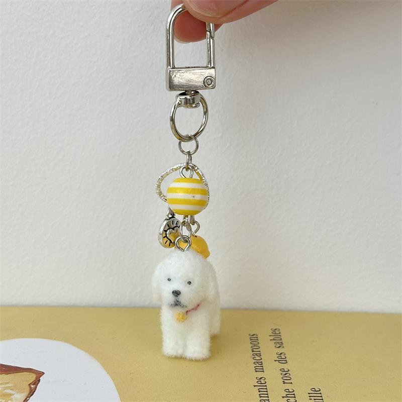 

Милый флокированный щенок брелок-подвеска шнурок цепочка для телефона очаровательное животное самоед шарм для рюкзака украшение для сумки для девочки подарок для пары
