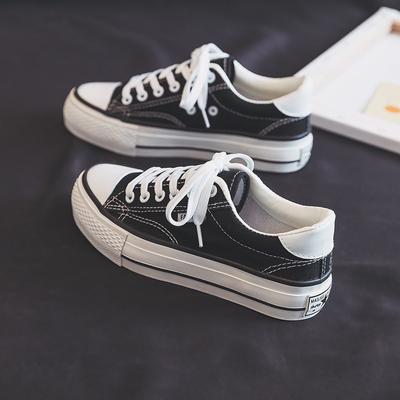 Platform Canvas Shoes Autumn New Low-top Rubber Shoes Female Students Versatile Casual Shoes Heightening Shoes