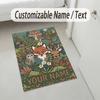 Forest Fox Theme Soft Crystal Velvet Rug Custom Name & Text Print Non Slip Floor Rug for Bedroom Living Room