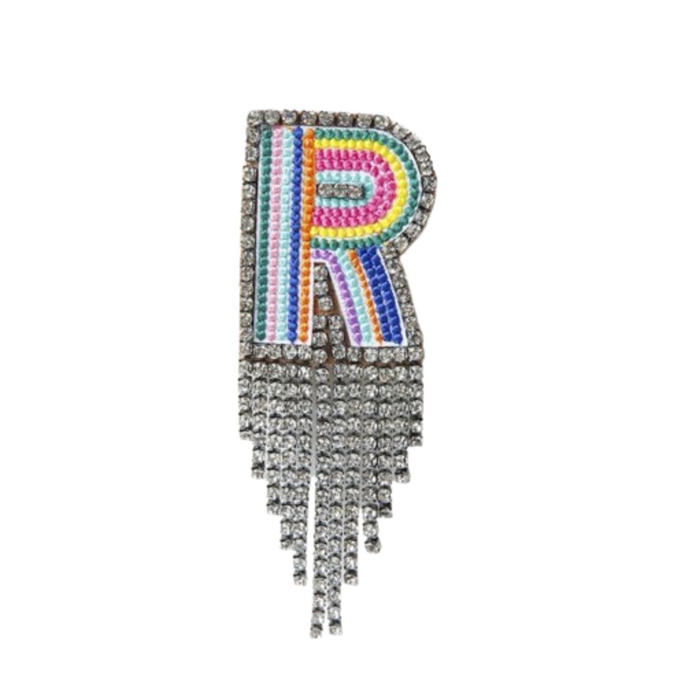 Embroidery Rhinestone Tassel  Brooch A-Z Letter Banquet Clothes Pin  Decoration