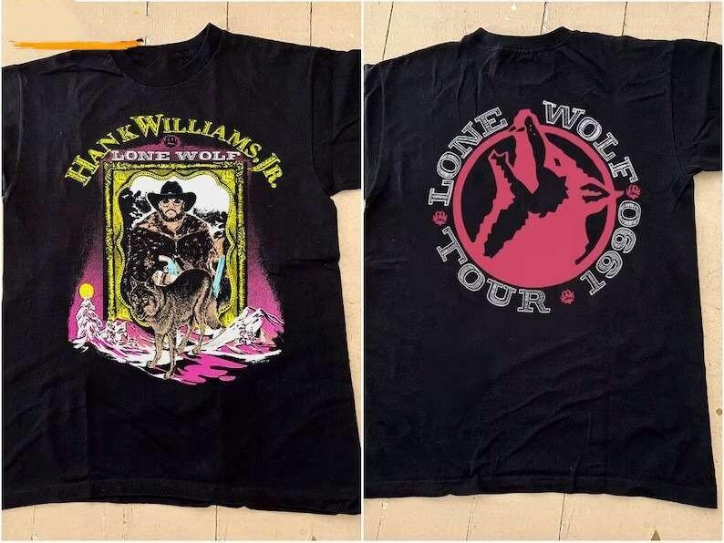 Hank Williams Jr. Lone Wolf Tour 1990 Short-Sleeve T-Shirt Unisex T-Shirt XXXL