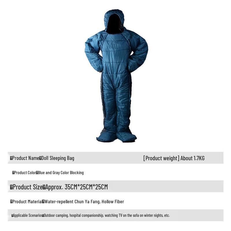 Nositelný spací pytel v podobě humanoidní postavy