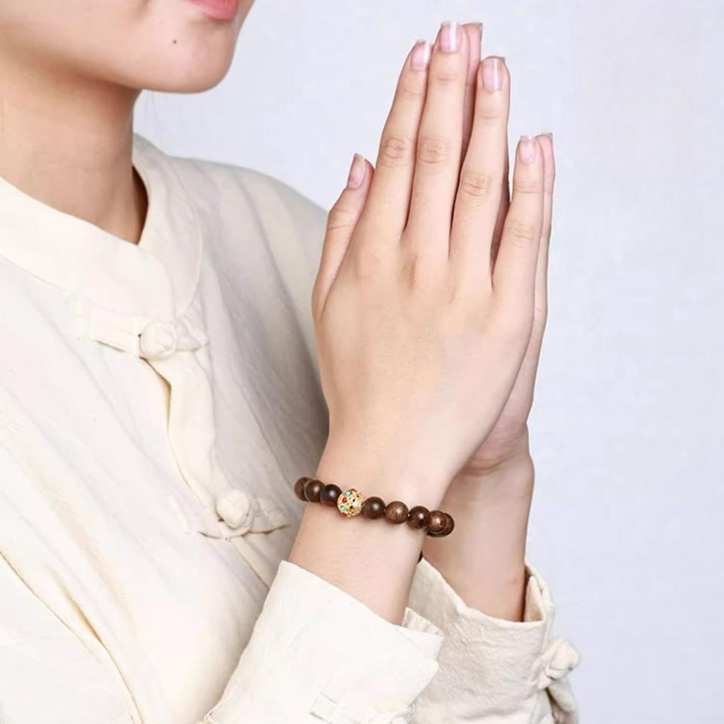 Adlerholz Armband Libellenauge Perlen Herren Damen 9 Punkte Shenqinan Naturholz Meditation Yoga Schmuck Geschenk